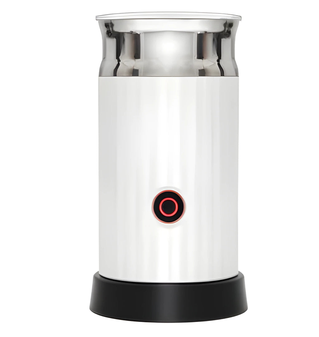 White electric milk frother and heater with 250ml capacity and touch button