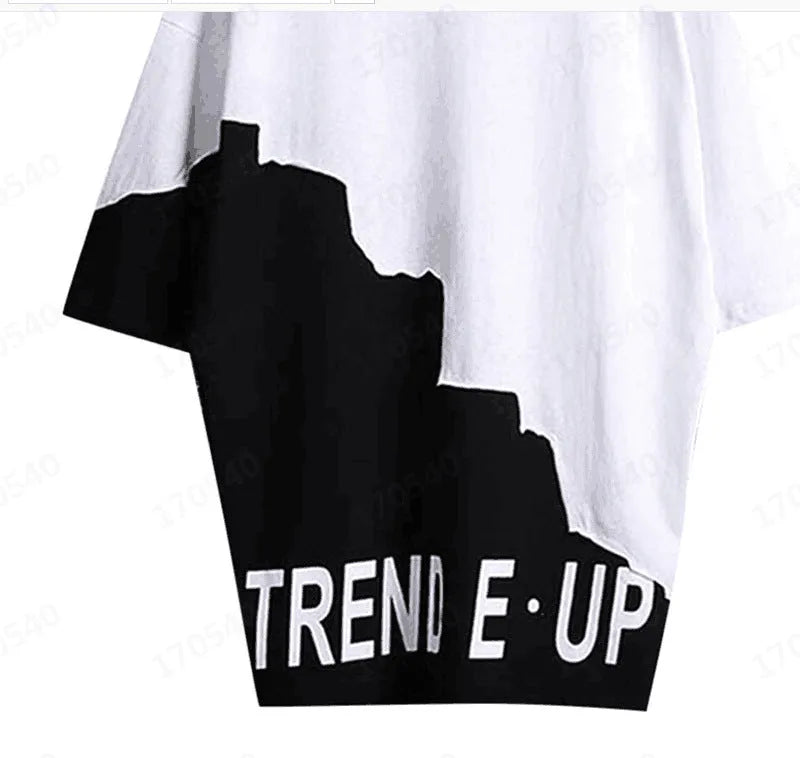 Short-sleeved polyester t-shirt in black and red, black and yellow or black and white, sizes M to XXL, bust 120-132cm