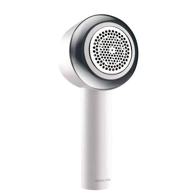 White rechargeable clothes shaver for removing bobbles from jerseys and knitwear