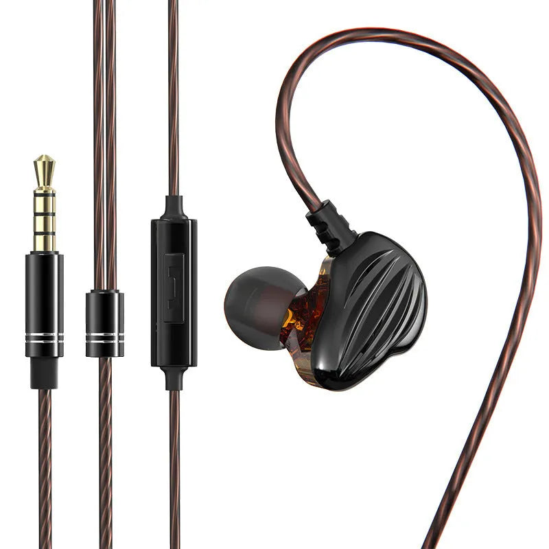 White in-ear sports headphones with around-ear wearing style and 3.5mm plug