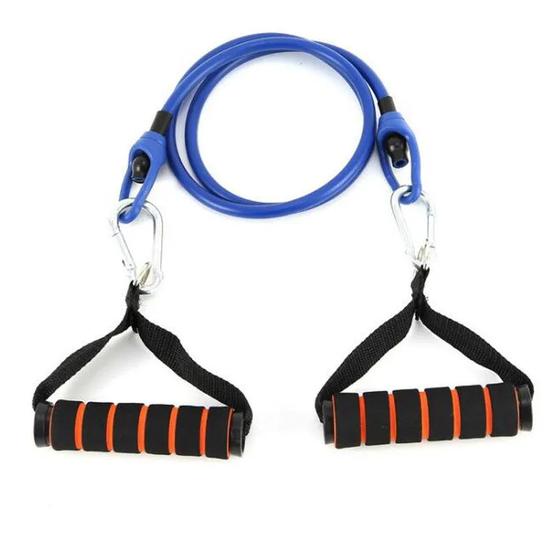 Set of five colour-coded TPE resistance ropes: yellow 10lb, green 15lb, red 20lb, blue 25lb, black 30lb, each 1.2m long