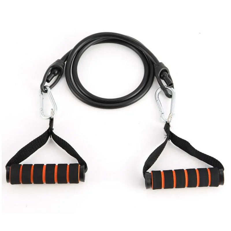 Set of five colour-coded TPE resistance ropes: yellow 10lb, green 15lb, red 20lb, blue 25lb, black 30lb, each 1.2m long