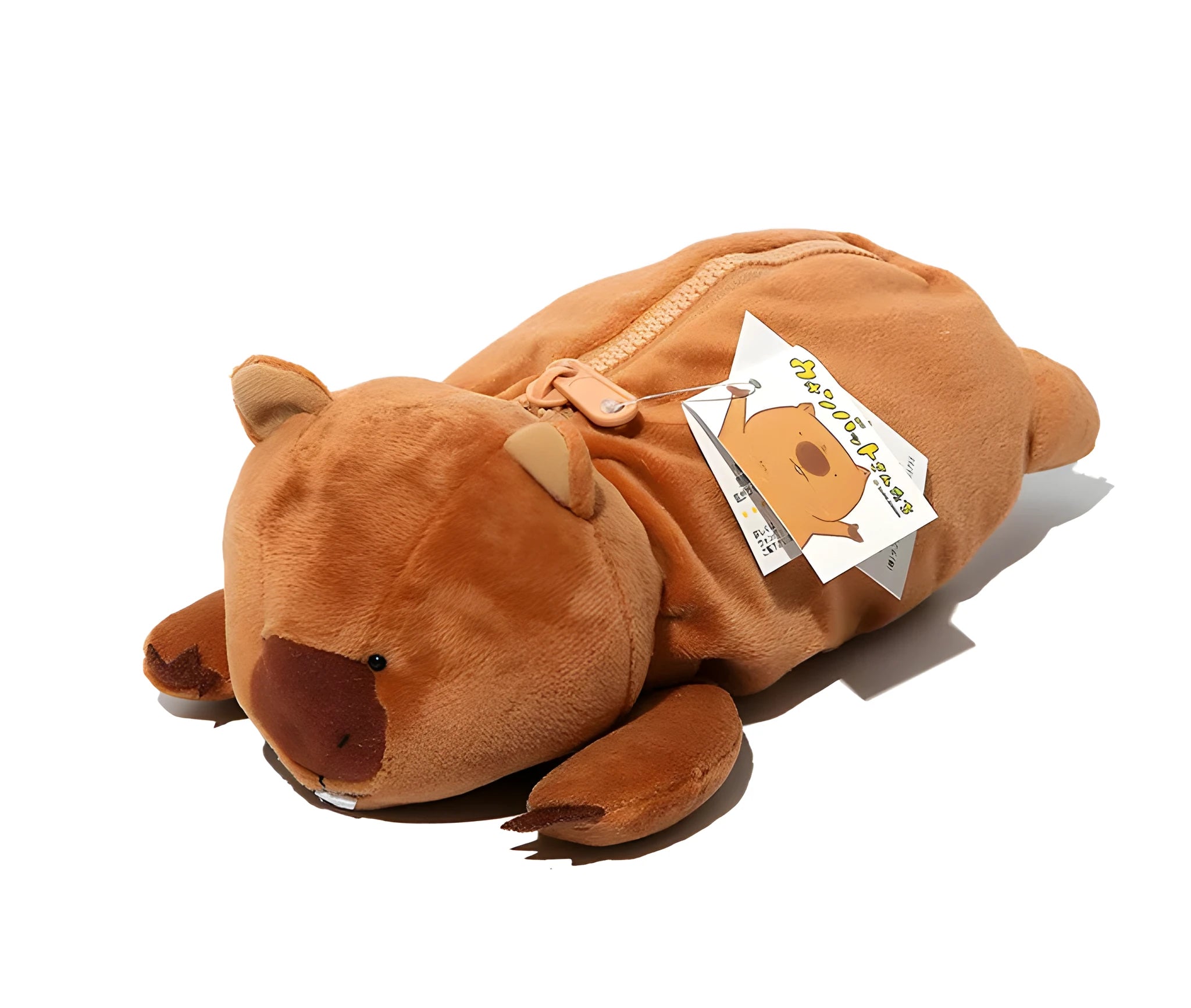 Brown wombat plush pencil case for school stationery storage