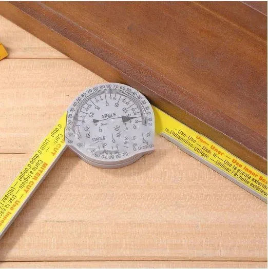 Yellow and white cross-border horizontal angle ruler with laser engraving scales