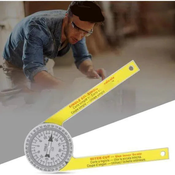 Yellow and white cross-border horizontal angle ruler with laser engraving scales