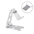 A14 folding metal universal mobile phone stand in five colour options on desktop