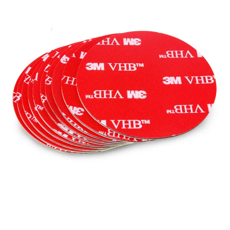 Red round PU foam double-sided adhesive tape 1mm thick 40mm size on white background