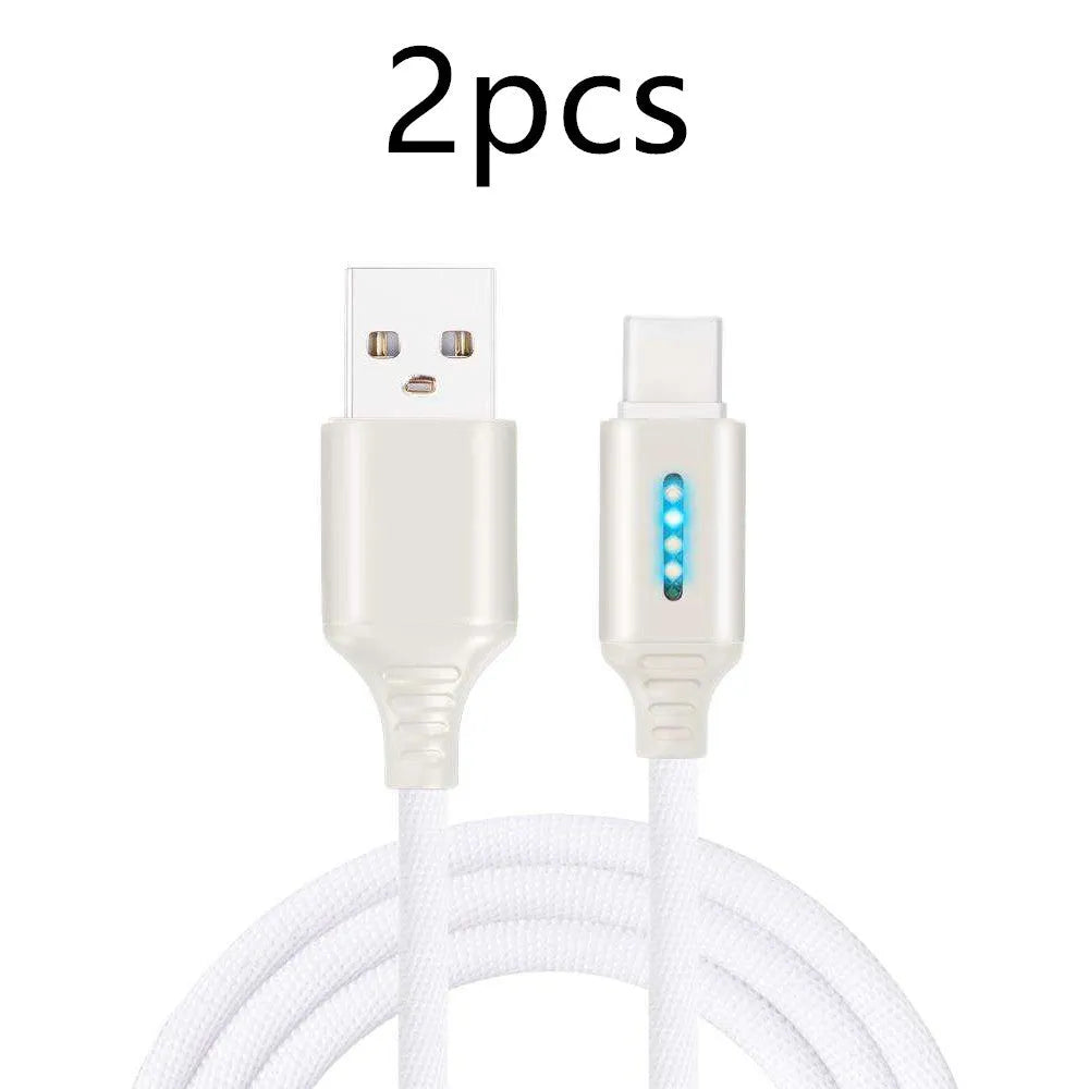 Fabric braided USB fast charging cable in 1 metre length for Android iPhone and Type-C devices