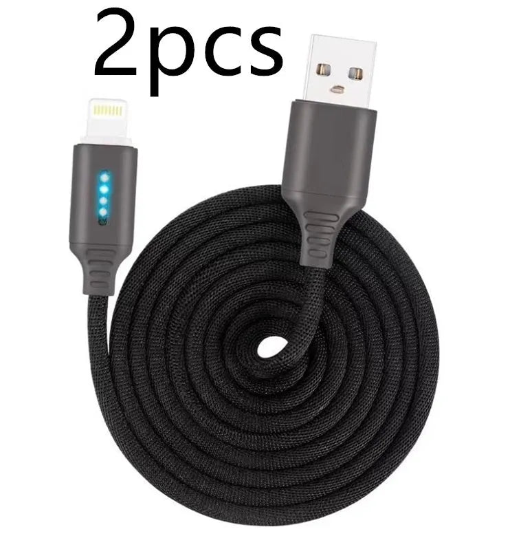 Fabric braided USB fast charging cable in 1 metre length for Android iPhone and Type-C devices