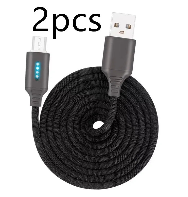 Fabric braided USB fast charging cable in 1 metre length for Android iPhone and Type-C devices