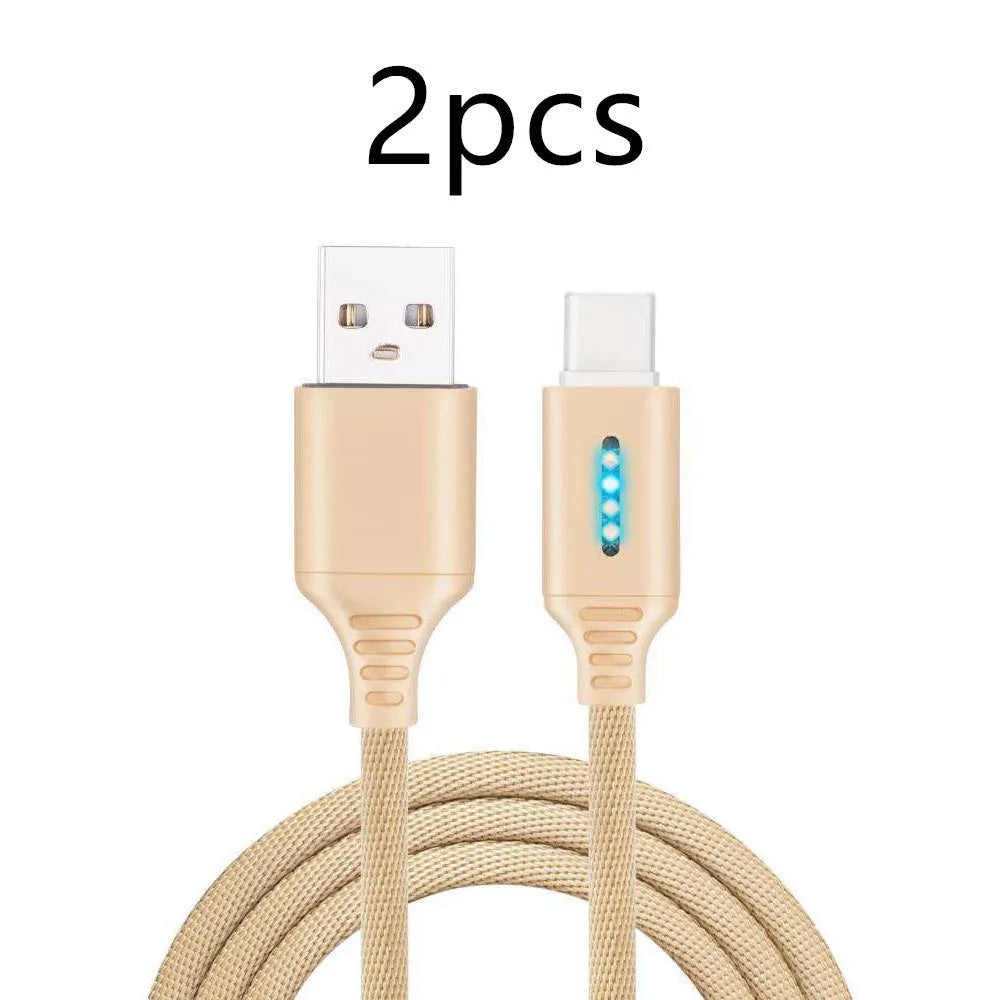 Fabric braided USB fast charging cable in 1 metre length for Android iPhone and Type-C devices