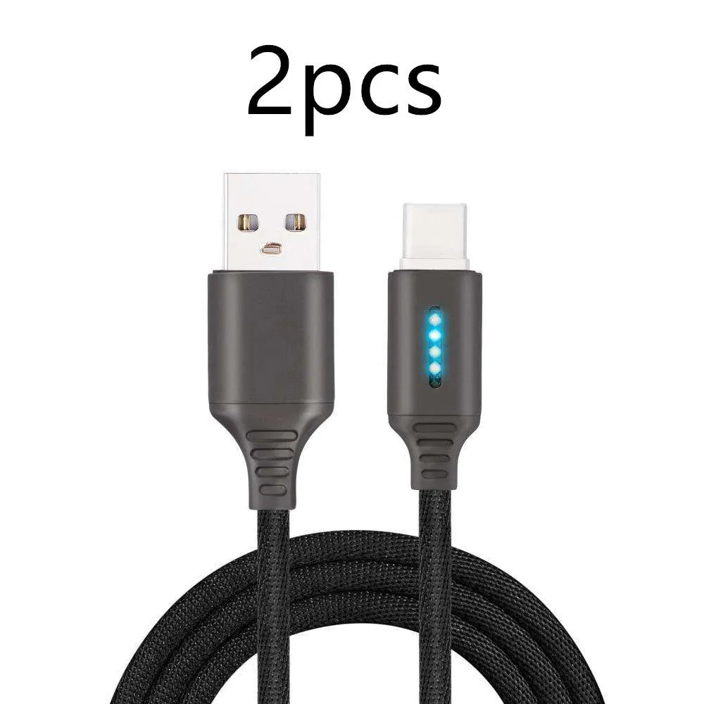 Fabric braided USB fast charging cable in 1 metre length for Android iPhone and Type-C devices