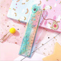 15cm heart-shaped laser PVC ruler with bookmark function in assorted colours