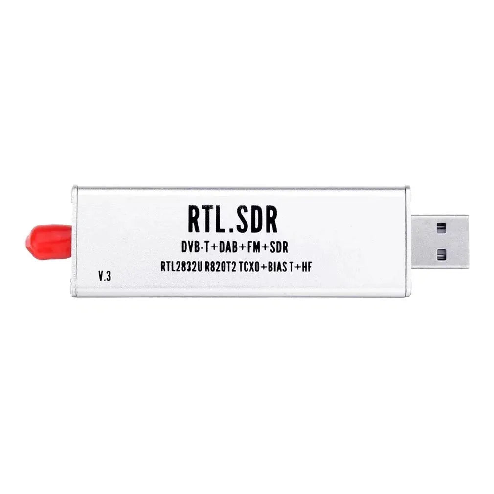 Black metal A300U all-band SDR software receiver with golden SMA connector for aviation and radio monitoring.