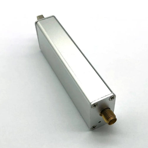Black metal A300U all-band SDR software receiver with golden SMA connector for aviation and radio monitoring.