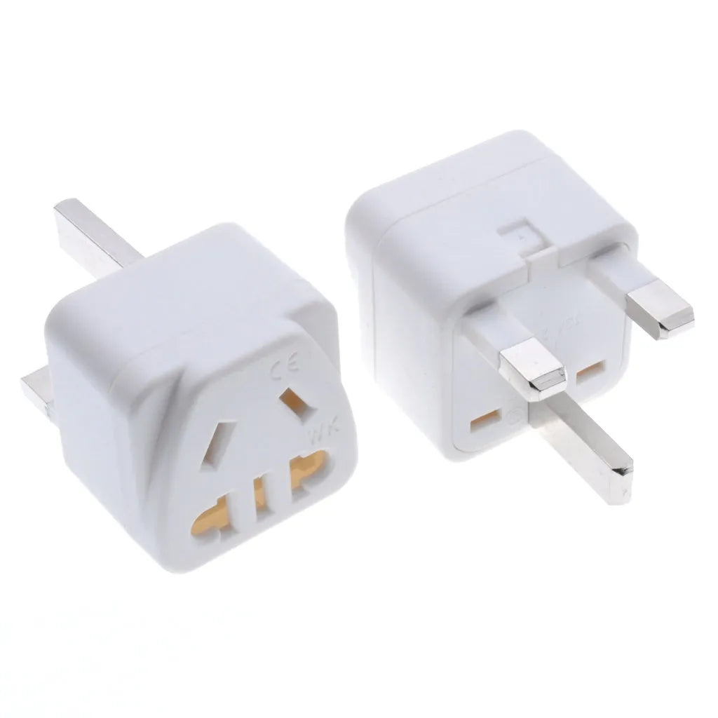 White square three-pin international power adapter plug with five output sockets