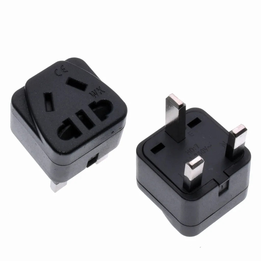 White square three-pin international power adapter plug with five output sockets