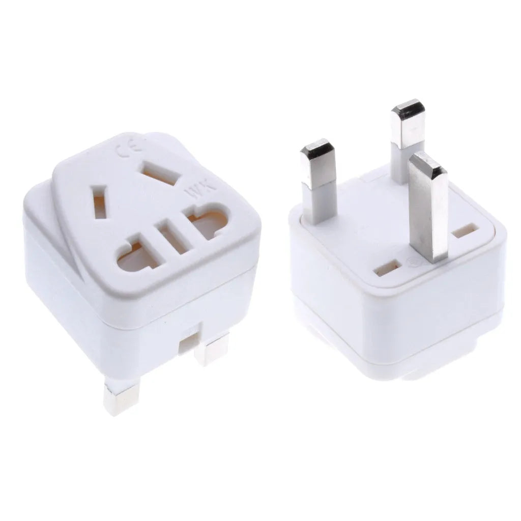 White square three-pin international power adapter plug with five output sockets