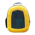 Yellow pet capsule backpack for cats and small dogs, 35x24x40cm, with transparent front dome