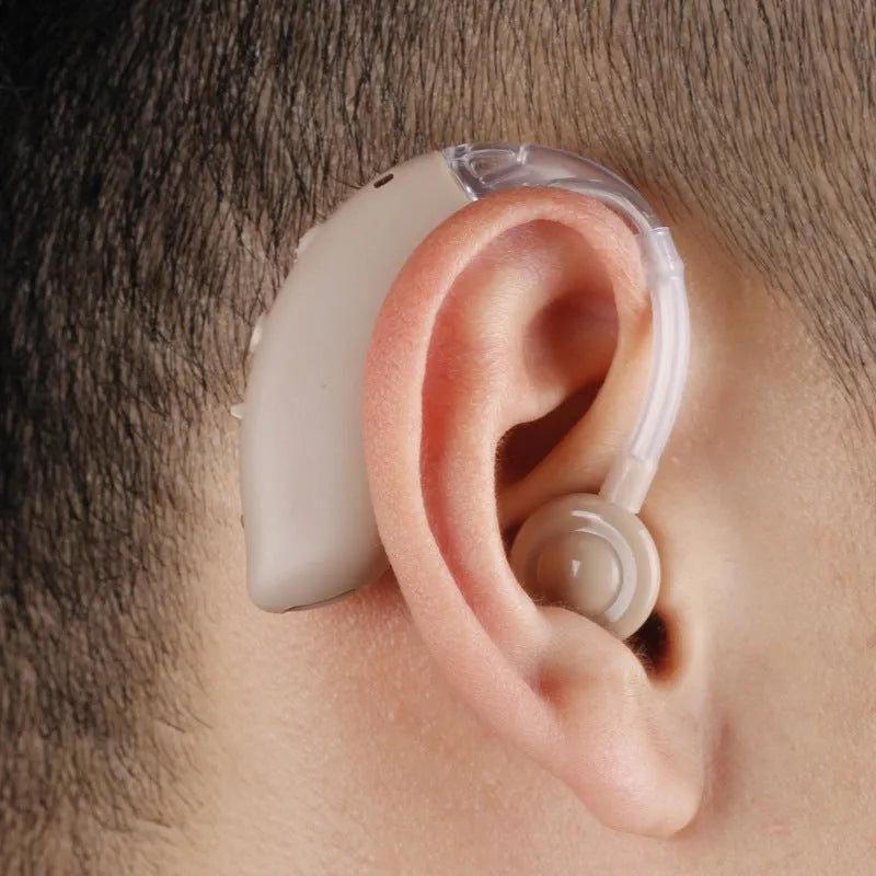 G25 Sound Collector Hearing Aid Earphone in blue with EU/US charging compatibility