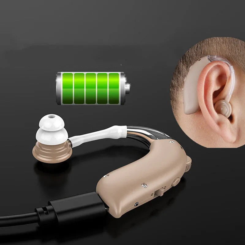 G25 Sound Collector Hearing Aid Earphone in blue with EU/US charging compatibility