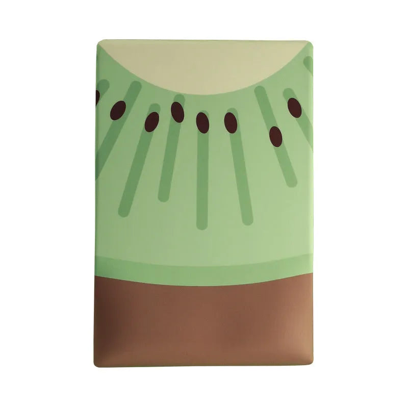 Green kiwi fruit design on a grey cloth mouse pad with a thick raised gel wrist rest and printed calculator.