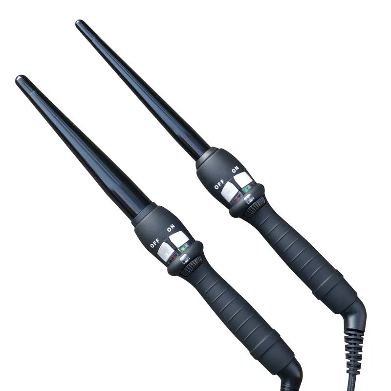 Black cone hair curler with ceramic glaze pear flower barrel, 19mm or 25mm, 65W, 2.5m cord