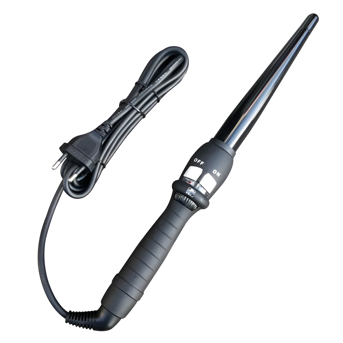Black cone hair curler with ceramic glaze pear flower barrel, 19mm or 25mm, 65W, 2.5m cord