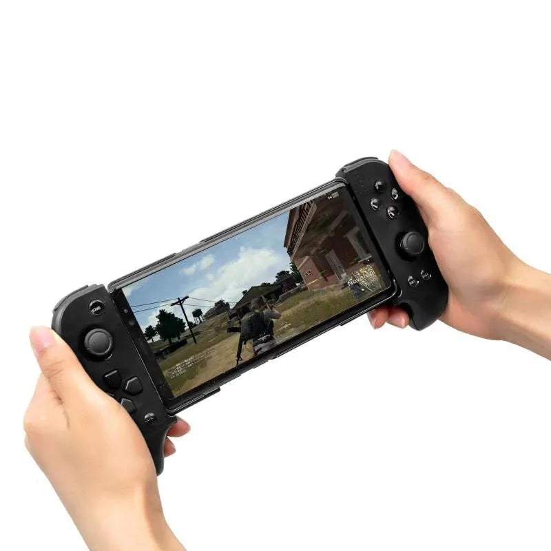 Cytec wireless Bluetooth telescopic game controller in black attached to a smartphone