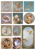 Set of 11 craft sheets with European angel mural hand appliqué designs in photo-realistic colours.