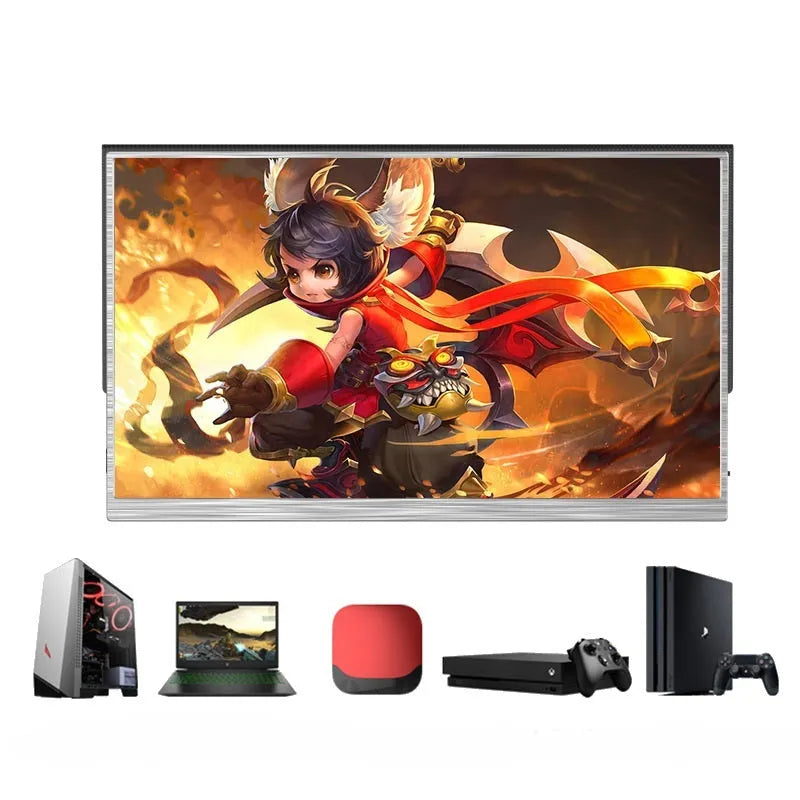 Zeuslap 15-inch ultra-thin portable monitor with Full HD screen for gaming consoles on a desk