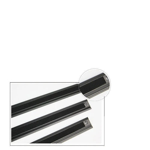 Black aluminium alloy cutting ruler with 12.5mm high protection board and non-slip pad on a cutting mat