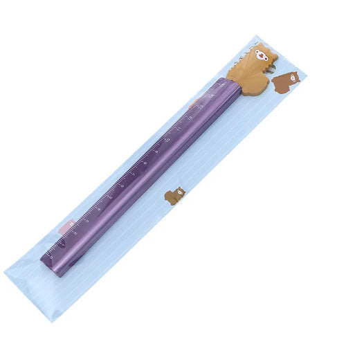 Colourful alpaca design printed on a silver 30 cm aluminium ruler with measurement markings