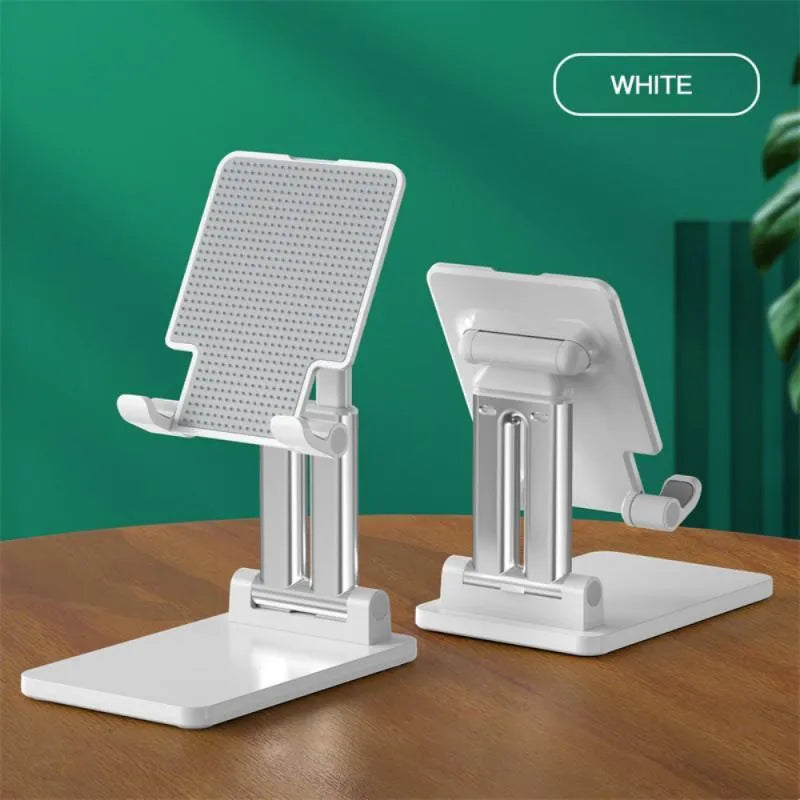 Black and white universal dual-rod adjustable desktop phone bracket for phablets.