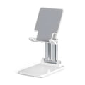 Black and white universal dual-rod adjustable desktop phone bracket for phablets.