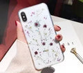 Handmade dried flower epoxy phone case with real flower specimens, TPU back cover, polka dots, Green Pink Purple Yellow