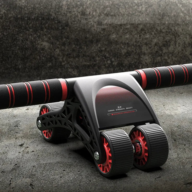 Four-wheel abdominal wheel in black and red for home and office core training