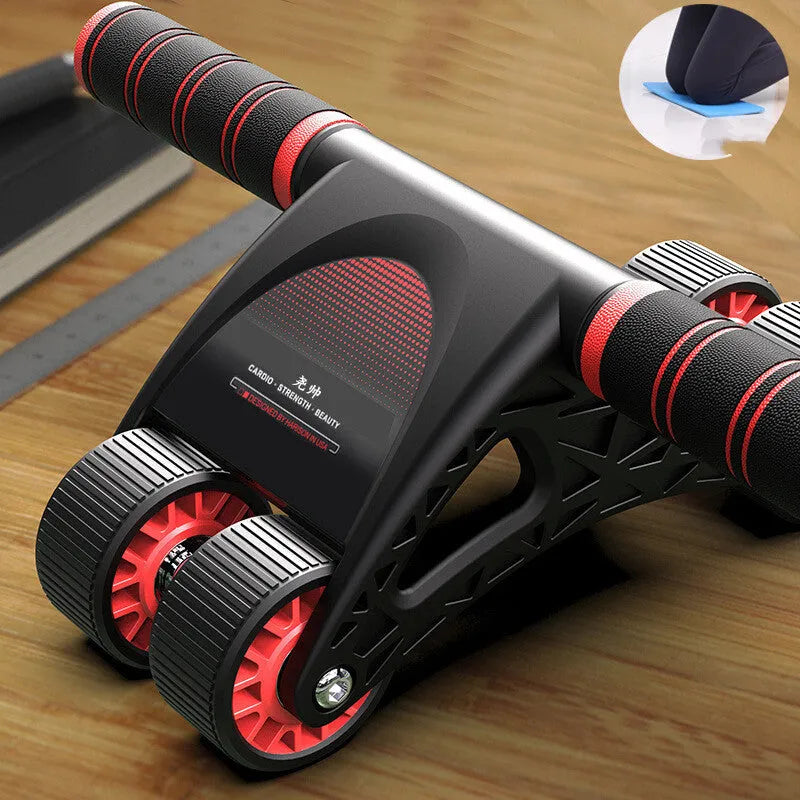 Four-wheel abdominal wheel in black and red for home and office core training