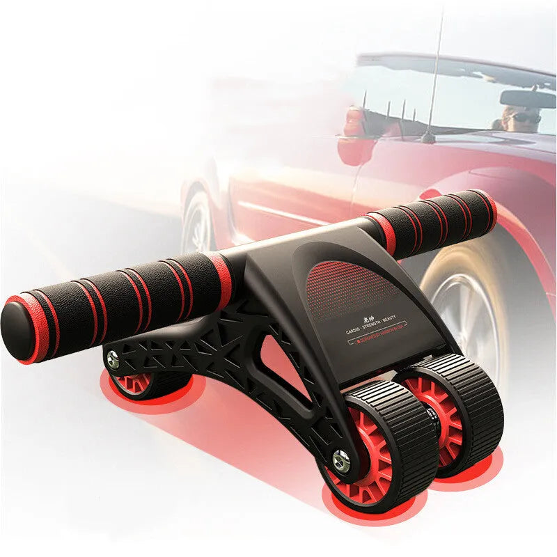 Four-wheel abdominal wheel in black and red for home and office core training
