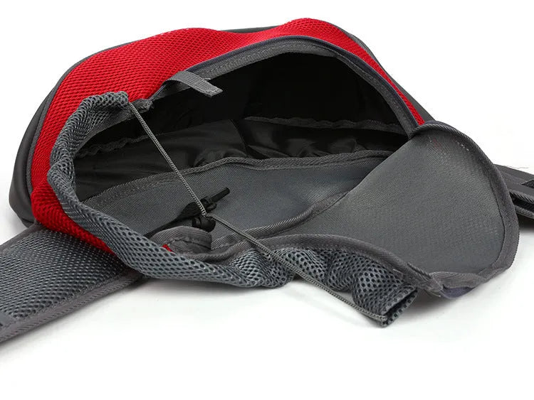 Breathable mesh pet shoulder bag for small dogs and cats, available in multiple colours and two sizes.