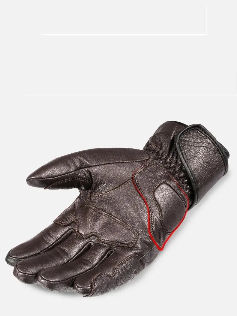 MOTOWOLF men's winter motorcycle gloves in black sheepskin with TPU protective shell and polyester lining