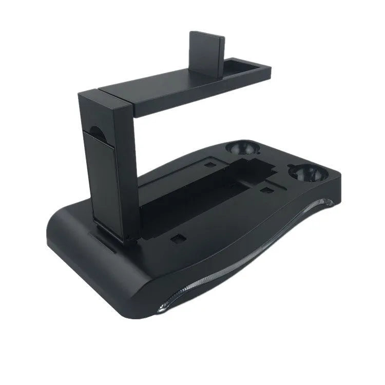 Black PS4 VR controller charging base dock station on a surface.