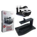 Black PS4 VR controller charging base dock station on a surface.