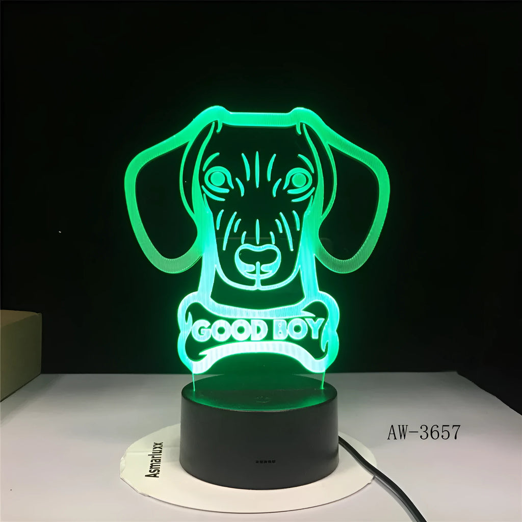 Remote control LED table lamp with colourful gradient acrylic shade on a black base.