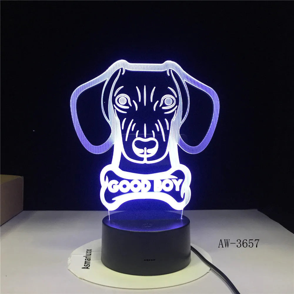 Remote control touch LED table lamp with colourful gradient acrylic shade on a desk.
