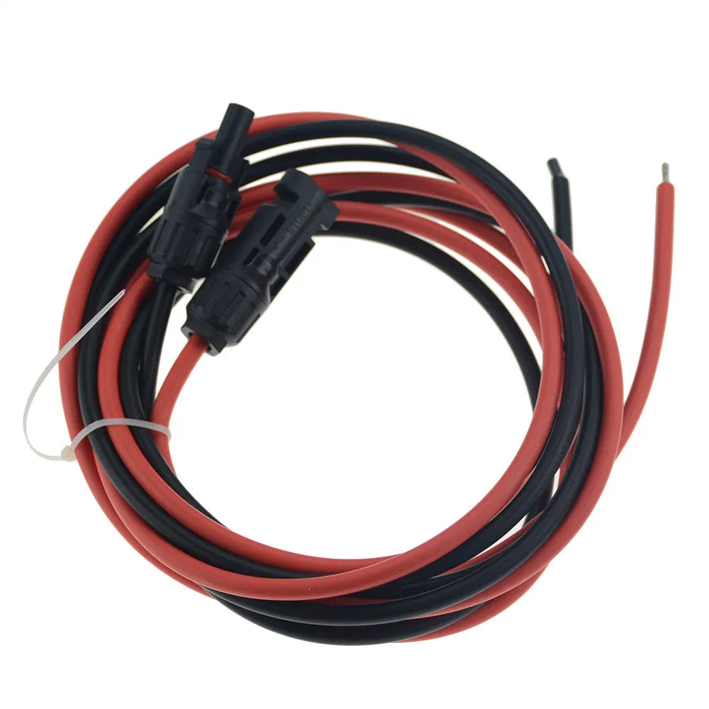 MC4 connector solar panel cable extension in black and red with 4 square mm single-core tinned copper wire