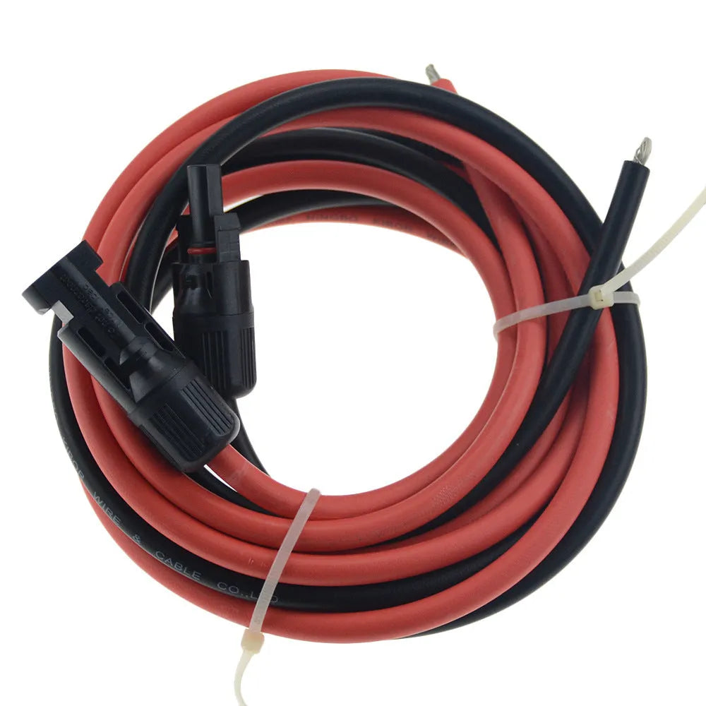 MC4 connector solar panel cable extension in black and red with 4 square mm single-core tinned copper wire