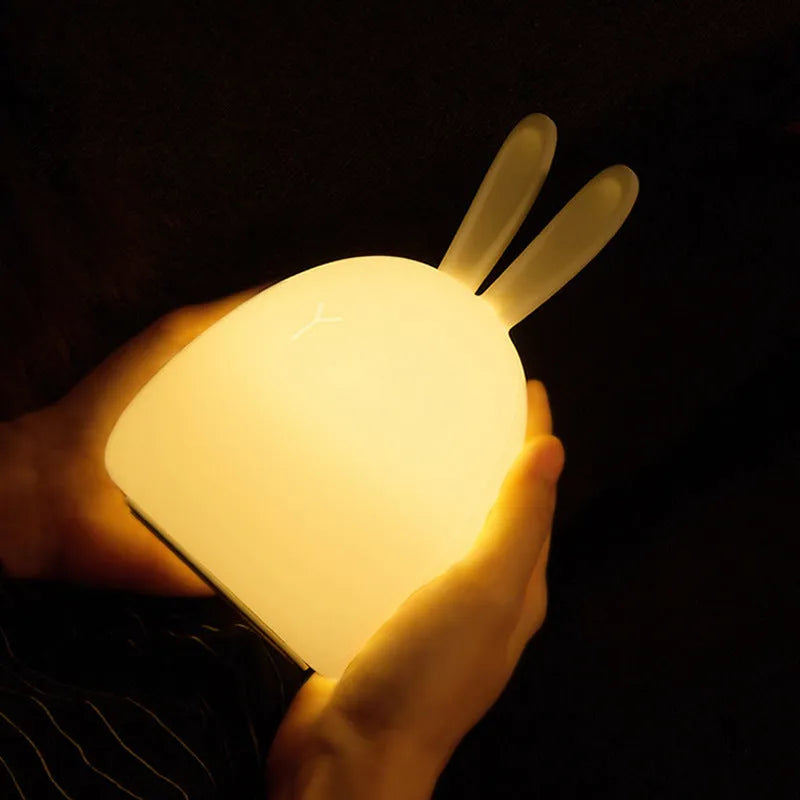 Fat Rabbit Colorful Pat Silicone Lamp in white with touch switch and 1W LED