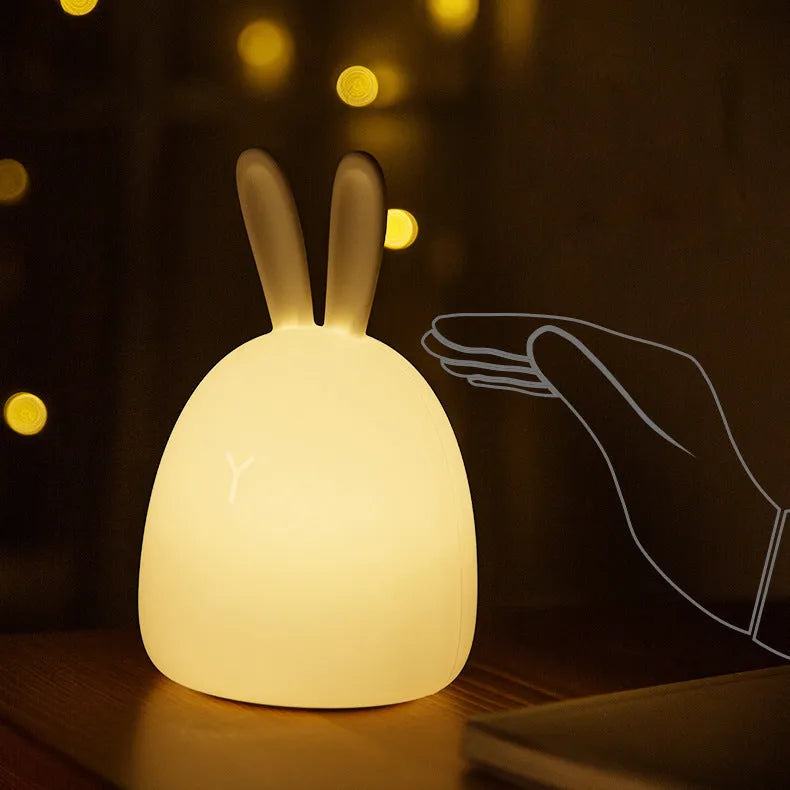 Fat Rabbit Colorful Pat Silicone Lamp in white with touch switch and 1W LED