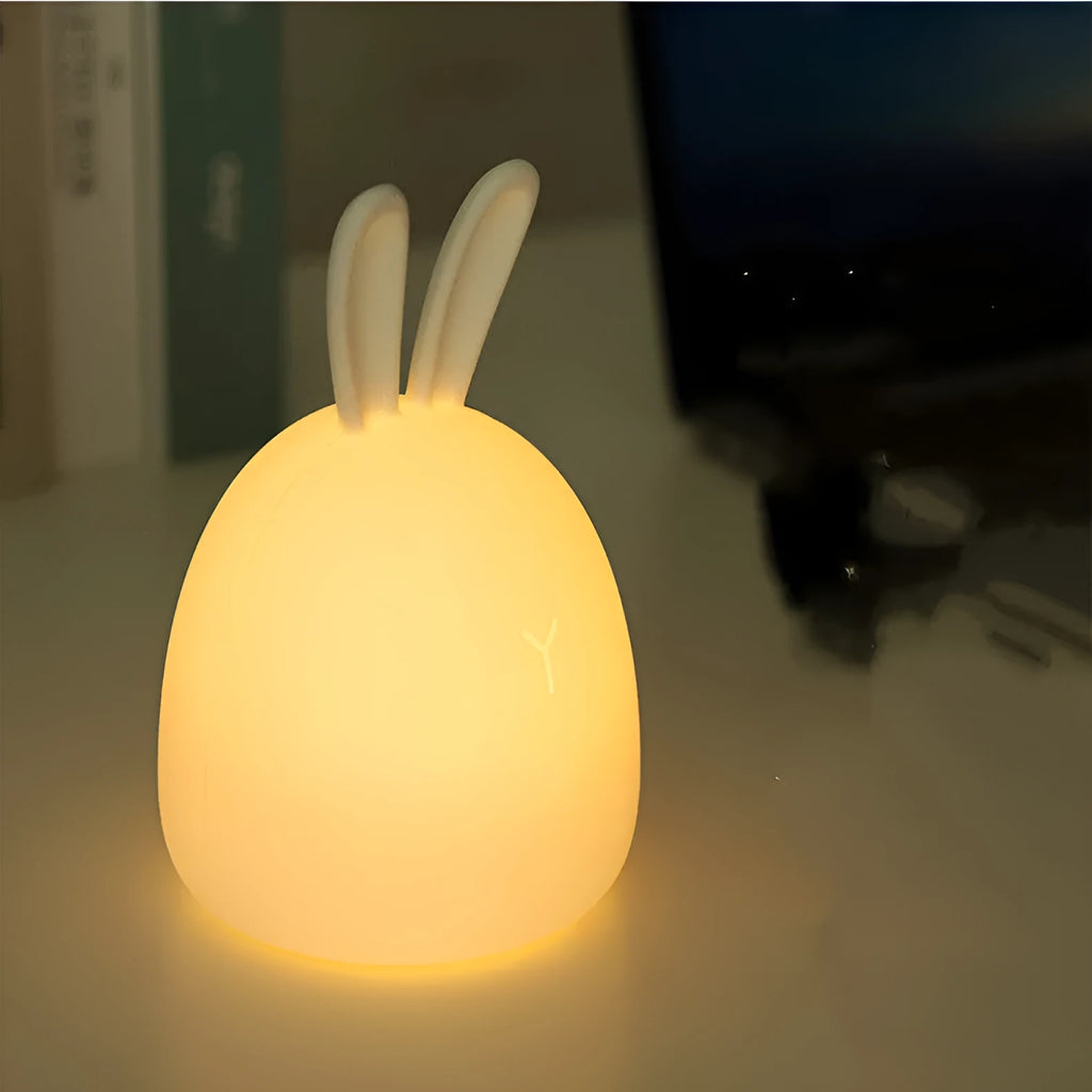 Fat Rabbit Colorful Pat Silicone Lamp in white with touch switch and 1W LED